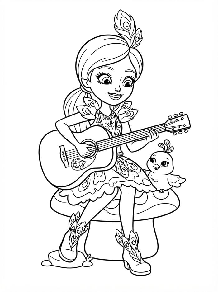 Enchantimals Patter Peacock spiller gitar fargelegging