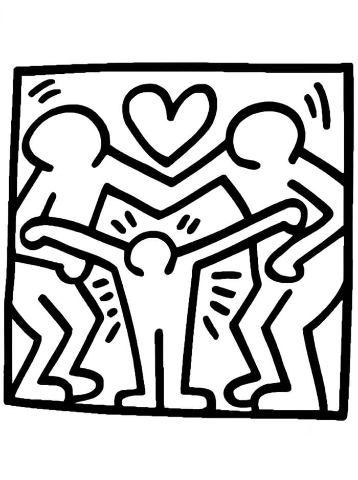 Familie av Keith Haring fargelegging