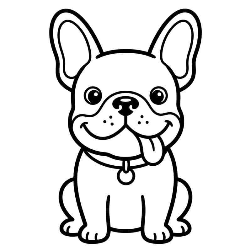 Fransk bulldog med tunge som stikker ut fargelegging
