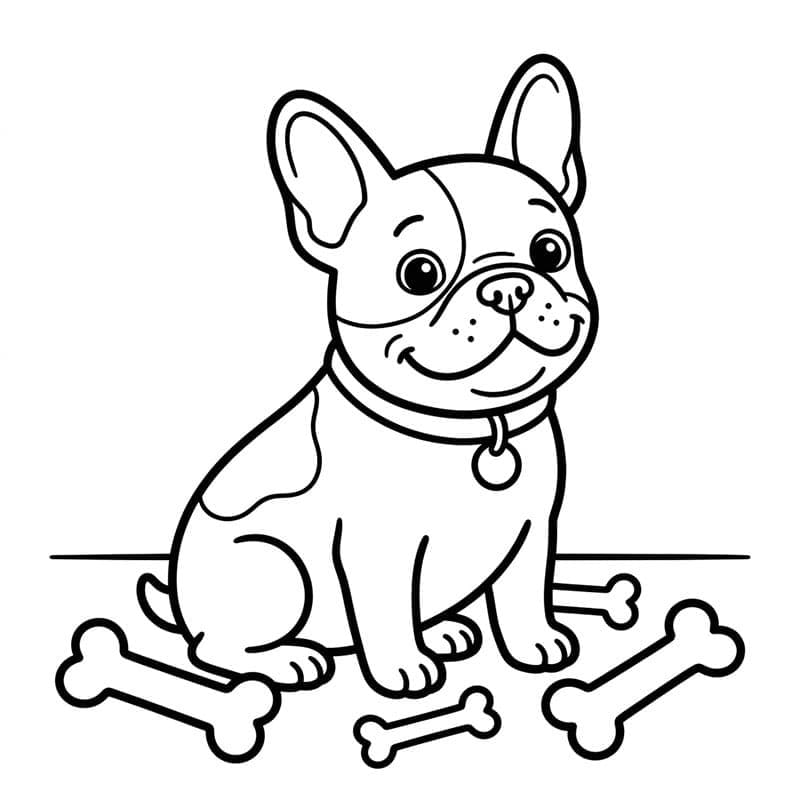 Fransk bulldog og bein fargelegging