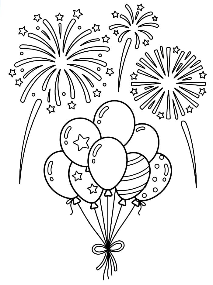 Fyrverkeri og ballong fargelegging