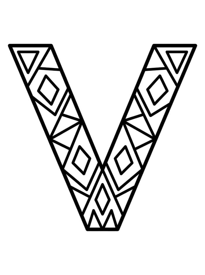 Geometrisk Bokstaven V fargelegging
