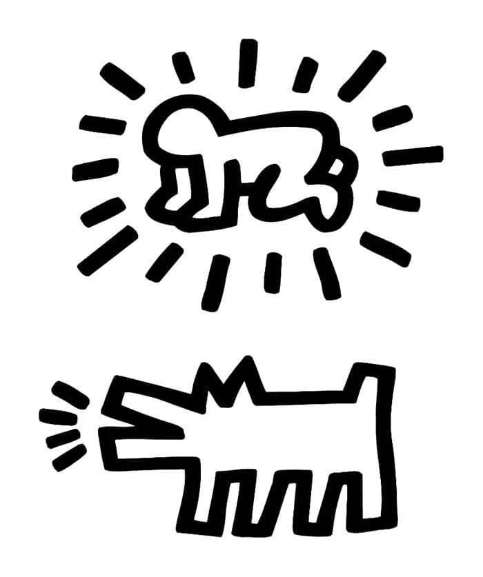 Gratis Keith Haring-kunstverk fargelegging