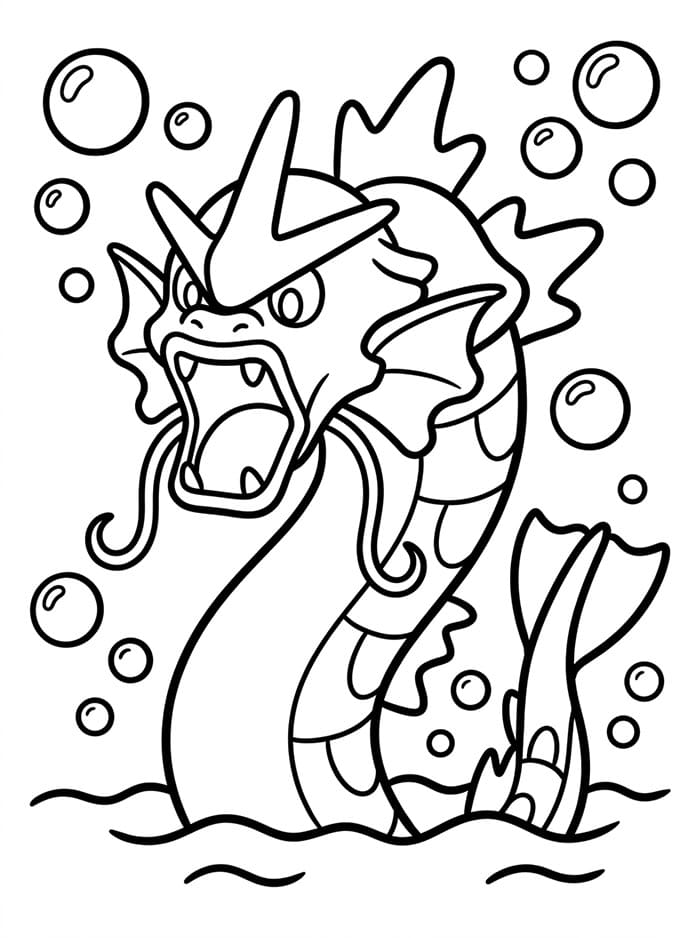 Gyarados med bobler fargelegging