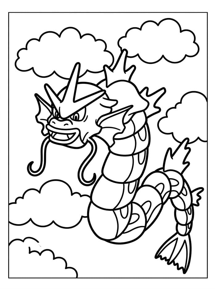 Gyarados med flytende skyer fargelegging