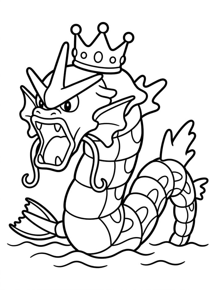 Gyarados med krone fargelegging