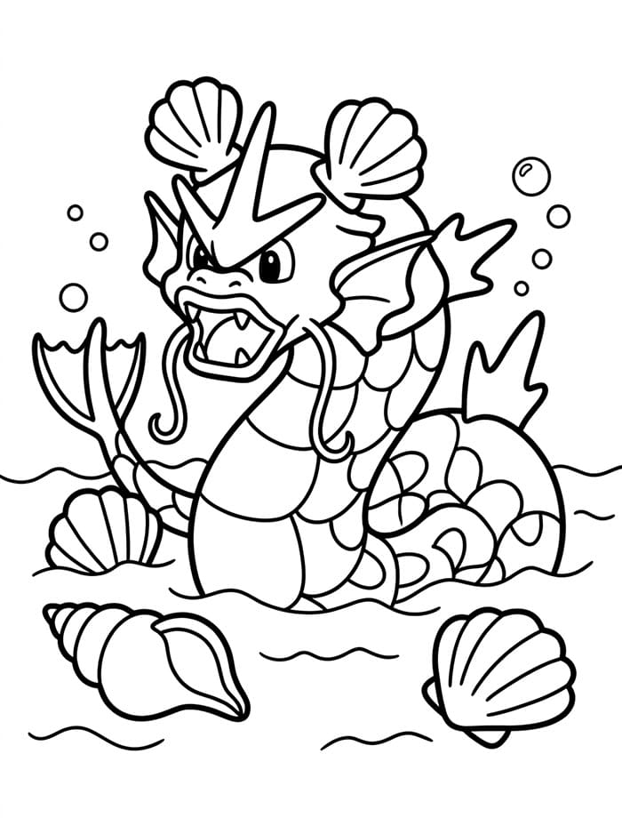Gyarados med skjell fargelegging