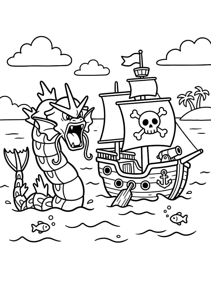 Gyarados nær piratskip fargelegging