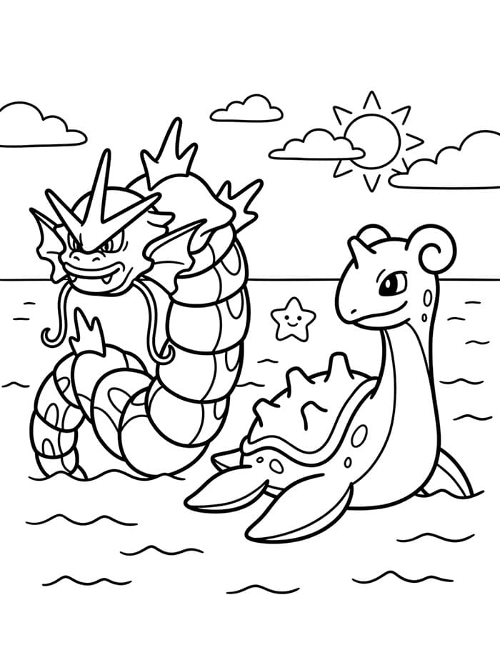 Gyarados og Lapras fargelegging