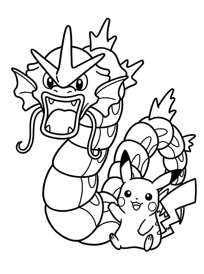 Gyarados og Pikachu fargelegging