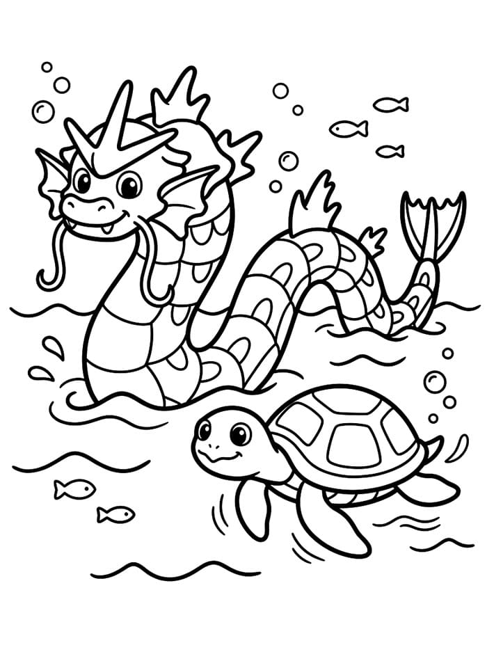 Gyarados og SeTurtle fargelegging