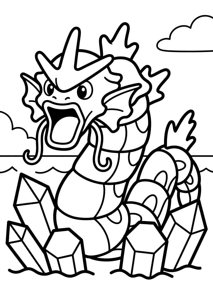 Gyarados og vannkrystaller fargelegging