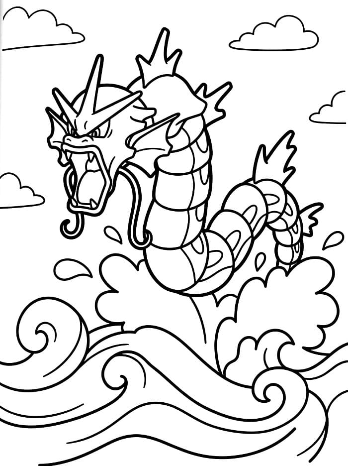 Gyarados over bølgene fargelegging