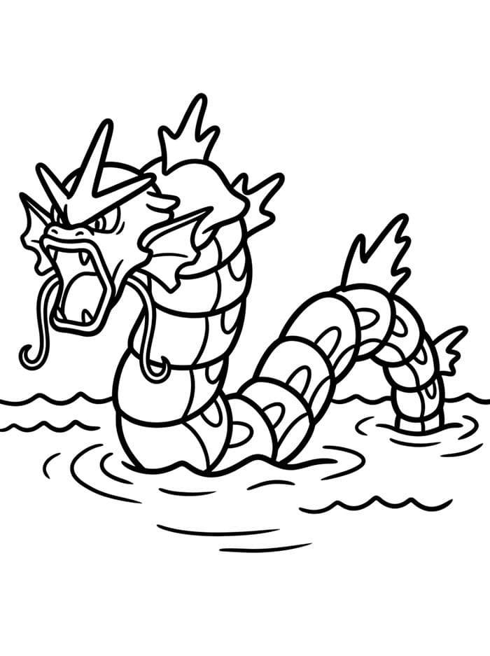 Gyarados svømmer fargelegging