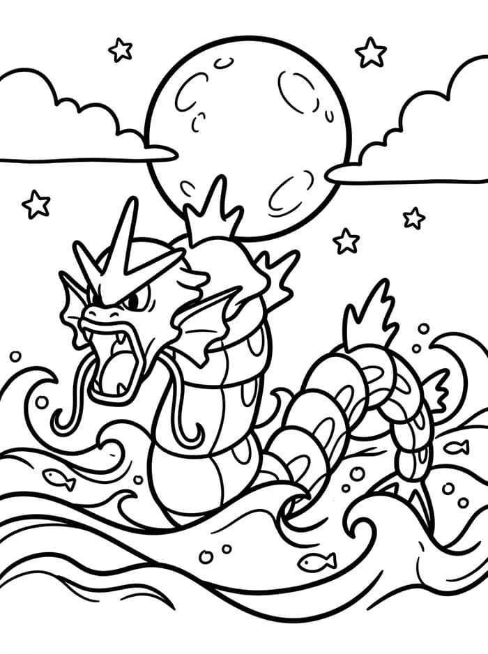 Gyarados under fullmåne fargelegging
