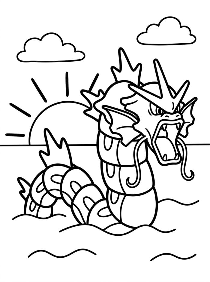 Gyarados ved soloppgang fargelegging