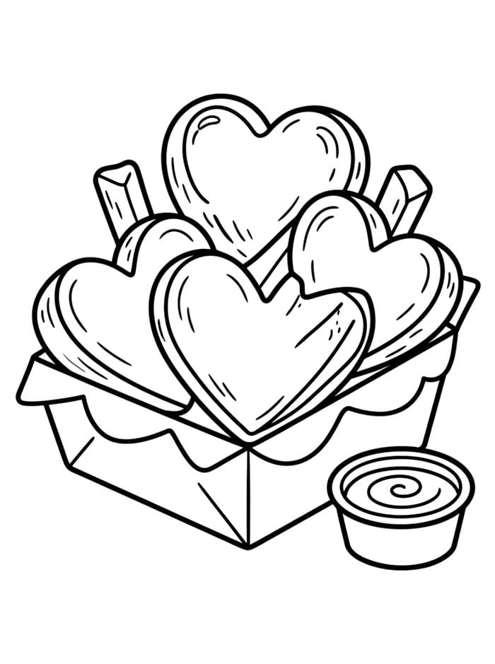 Hjerteformede pommes frites fargelegging