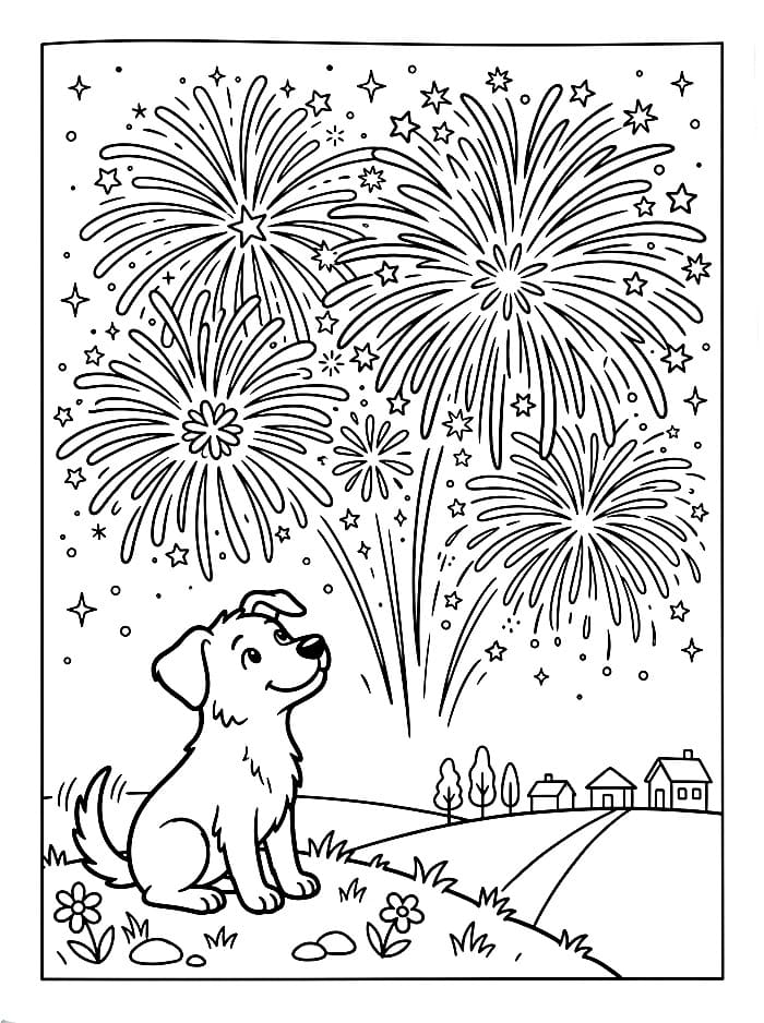 Hundetitting Fyrverkeri fargelegging