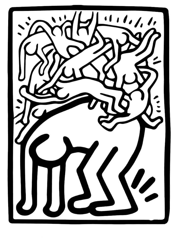Keith Haring bekjemper aids over hele verden fargelegging