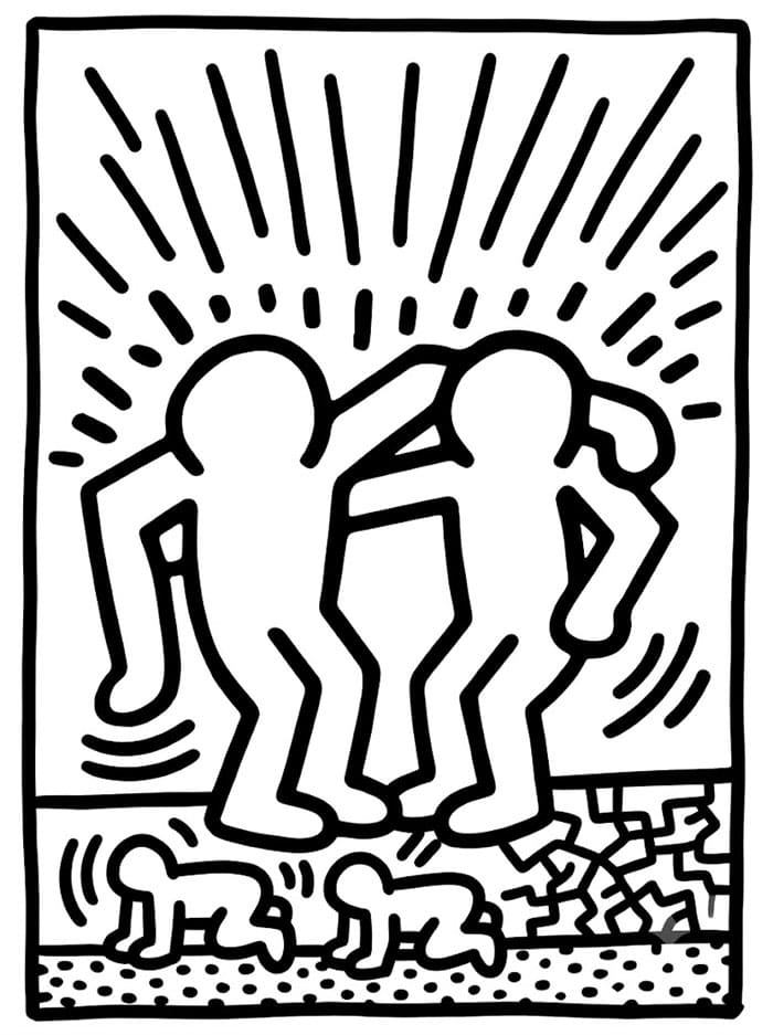 Keith Haring bestevenner fargelegging