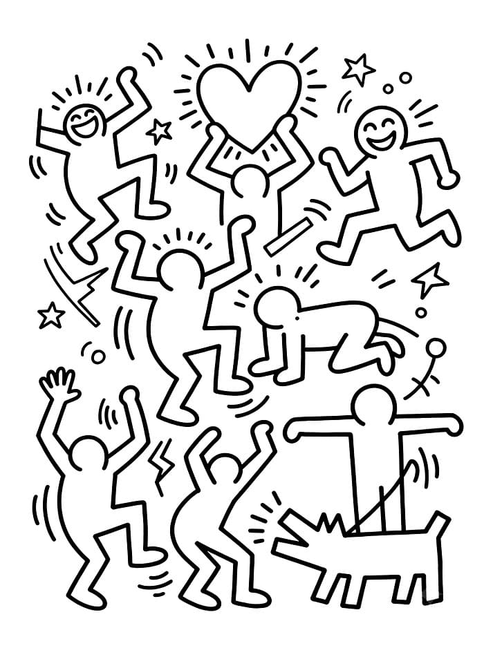 Keith Haring enkelt fargelegging