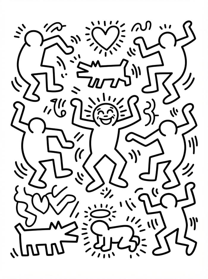 Keith Haring gratis bilde fargelegging