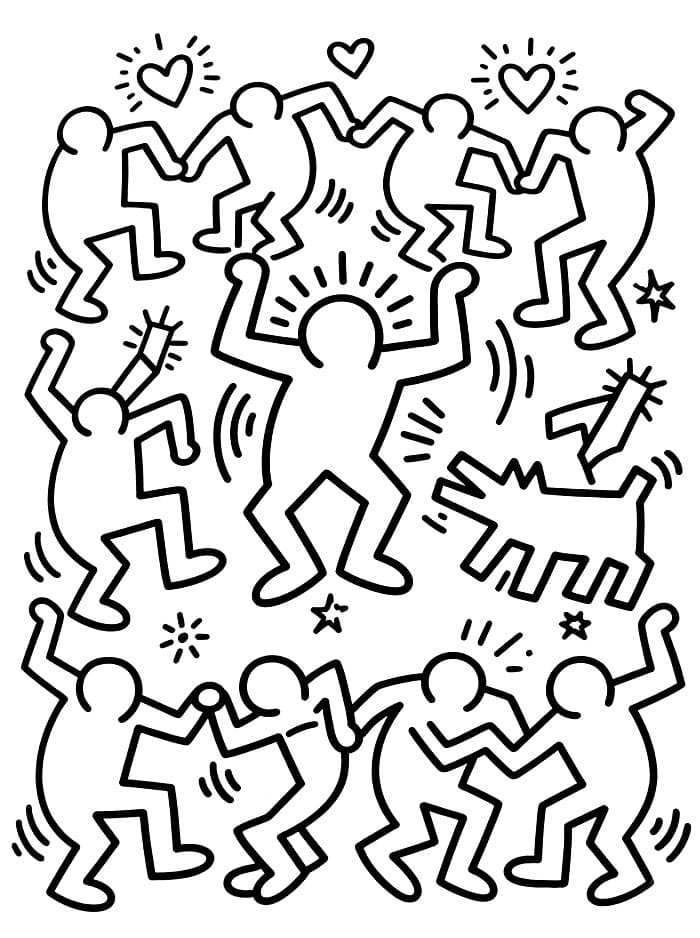Keith Haring grunnleggende fargelegging
