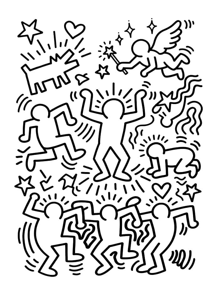 Keith Haring omriss fargelegging