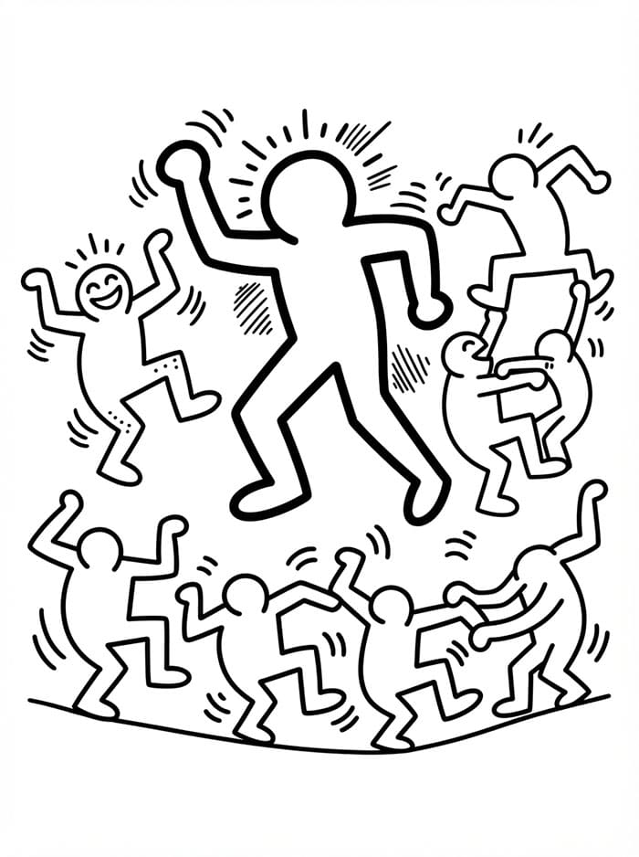 Keith Haring omriss gratis fargelegging