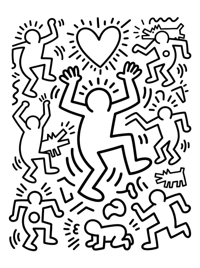 Keith Haring-trykk fargelegging