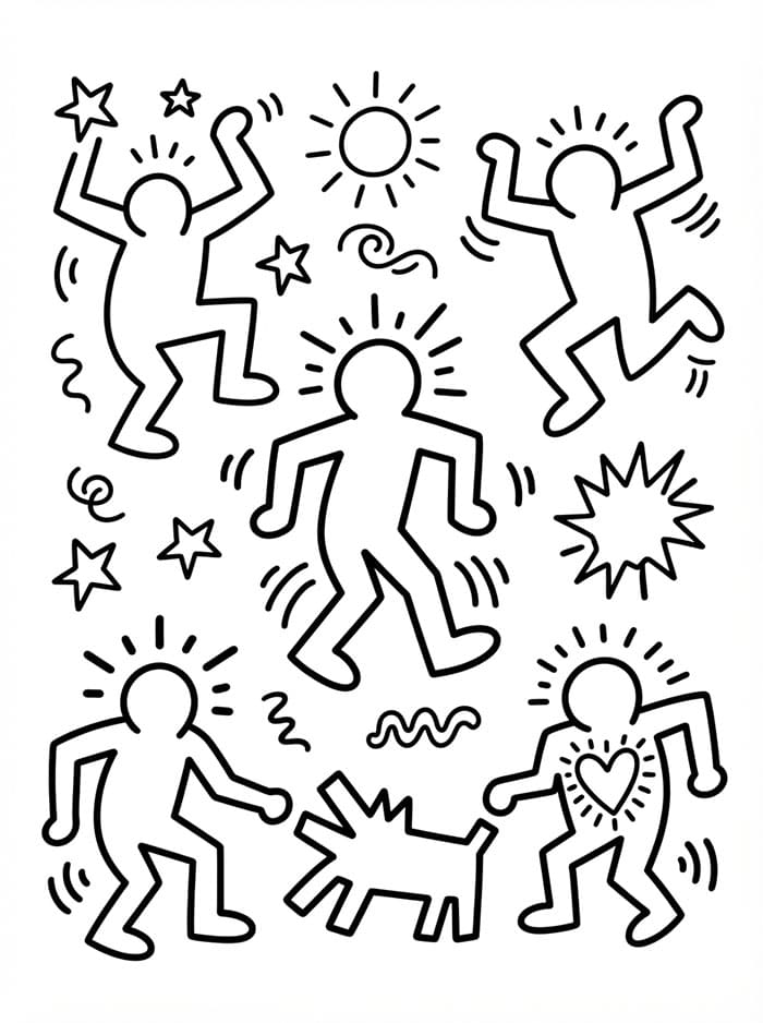 Keith Haring-trykkbilde fargelegging