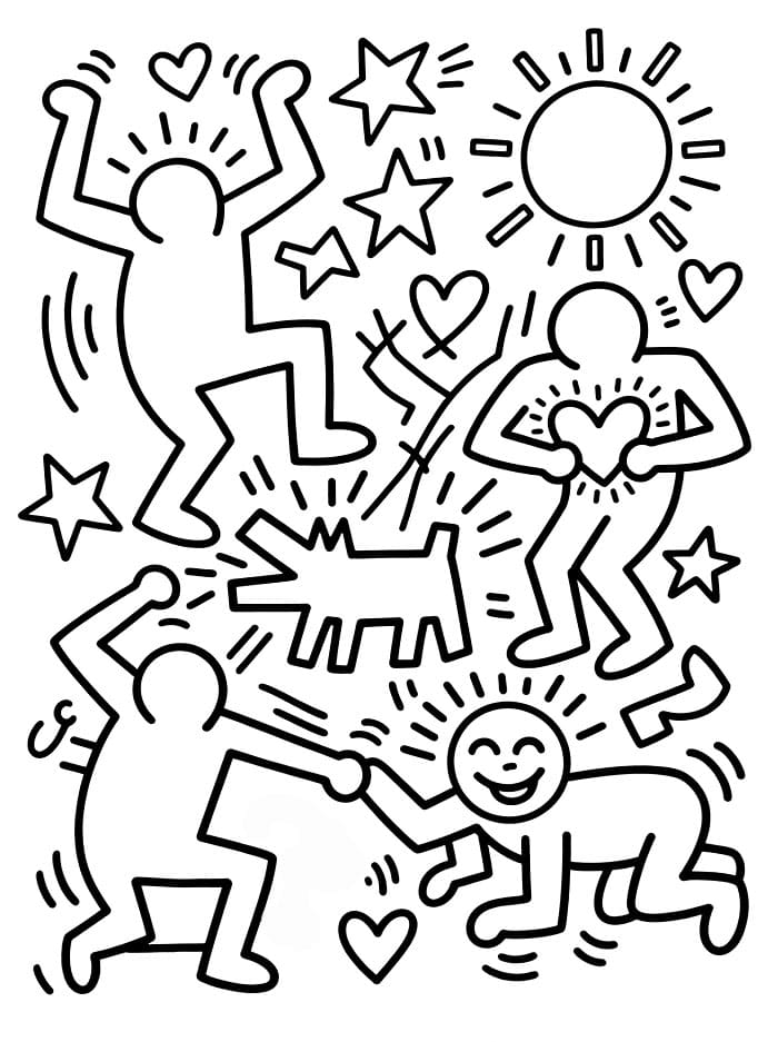Keith Haring-utskrift gratis fargelegging