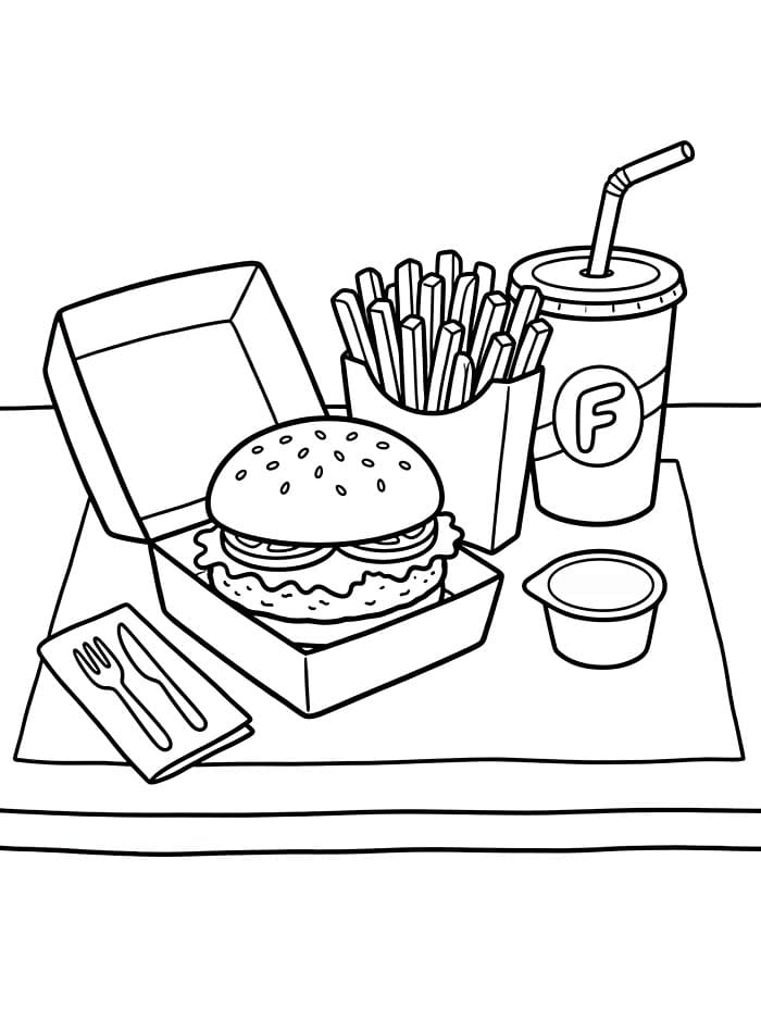 Kombinasjonsmeny med pommes frites fargelegging