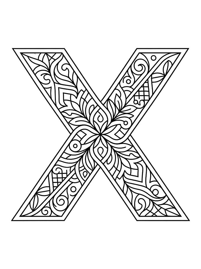 Kreativ minimalistisk bokstav X fargelegging