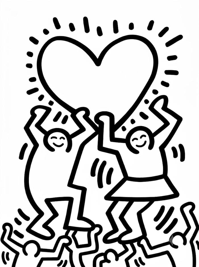 Kunstverk av Keith Haring fargelegging