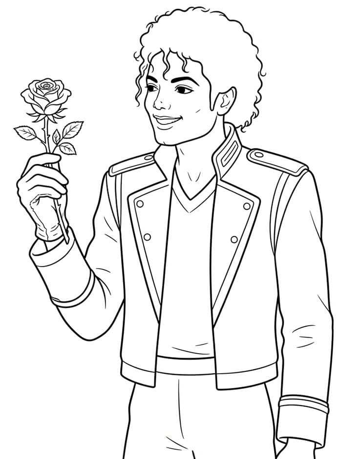 Michael Jackson holder en rose fargelegging
