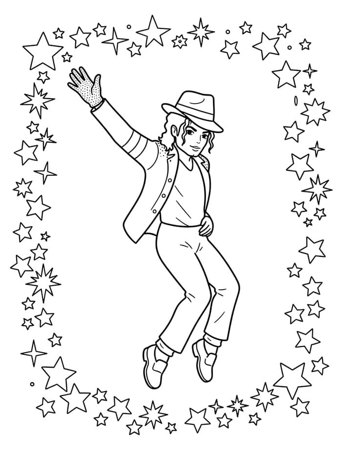Michael Jackson innrammet av stjerner fargelegging