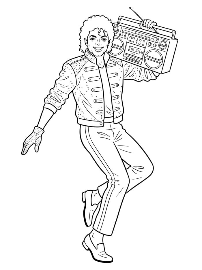 Michael Jackson med boombox fargelegging