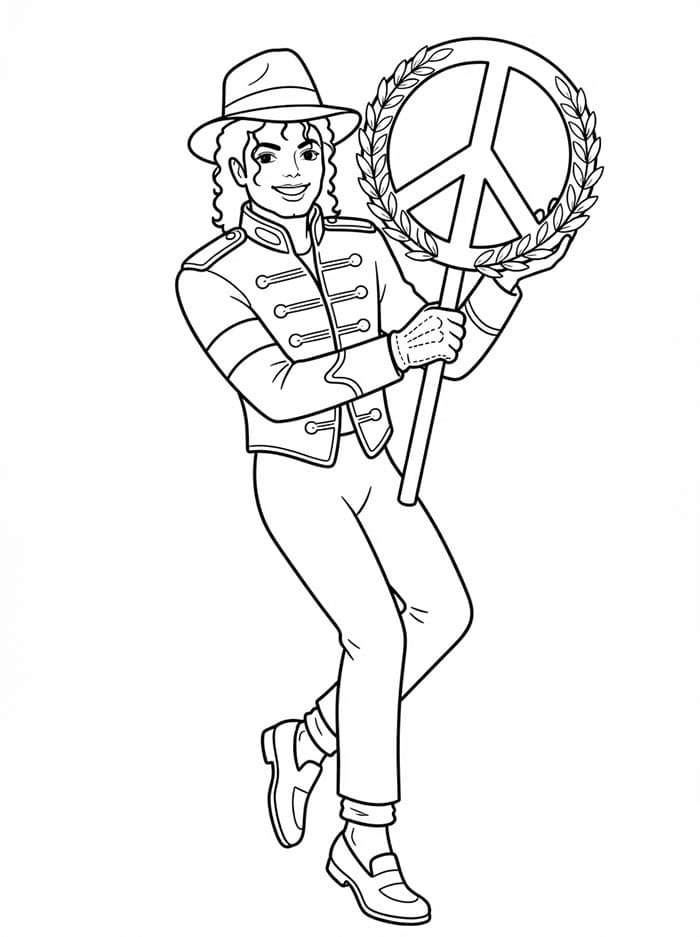Michael Jackson med fredssymbol fargelegging