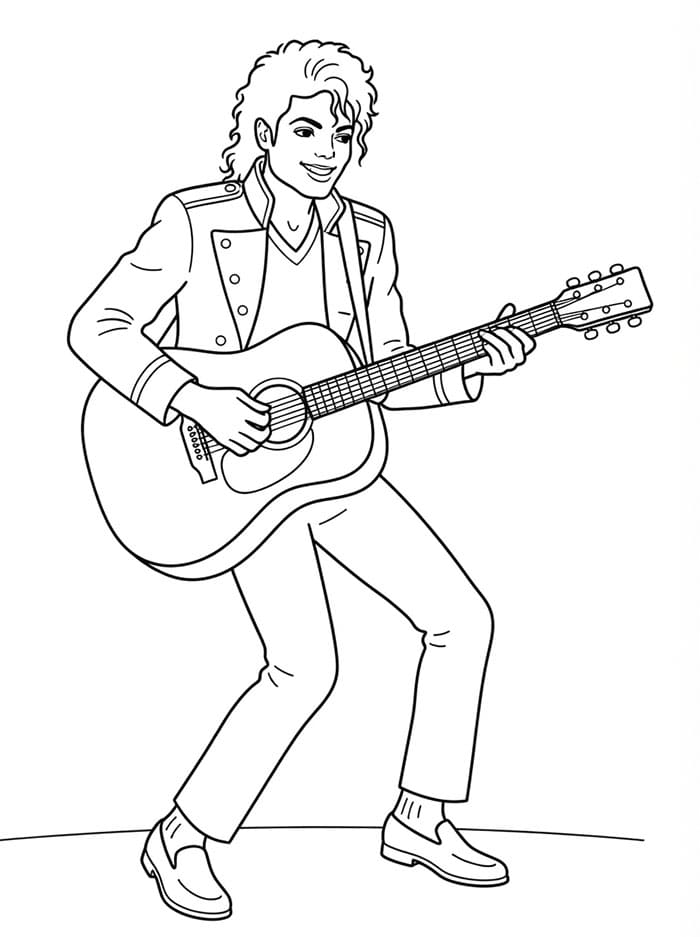 Michael Jackson med gitar fargelegging