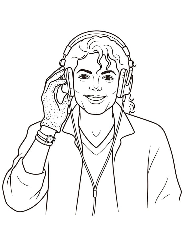 Michael Jackson med hodetelefoner fargelegging