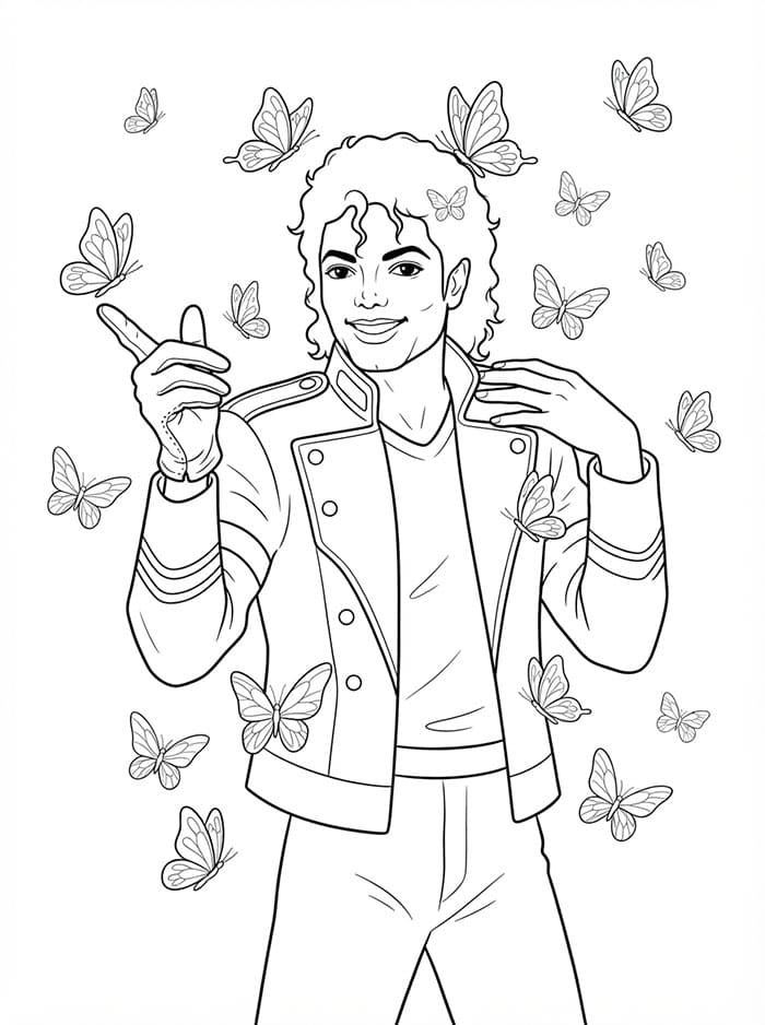Michael Jackson med sommerfugler fargelegging