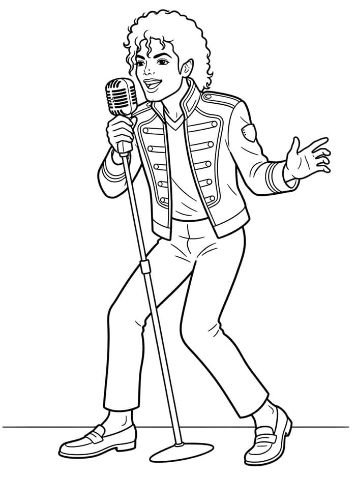 Michael Jackson med vintage mikrofon fargelegging