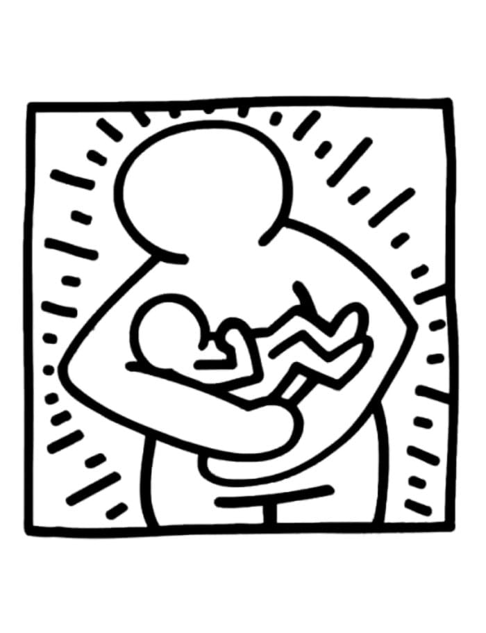 Mor og baby av Keith Haring fargelegging