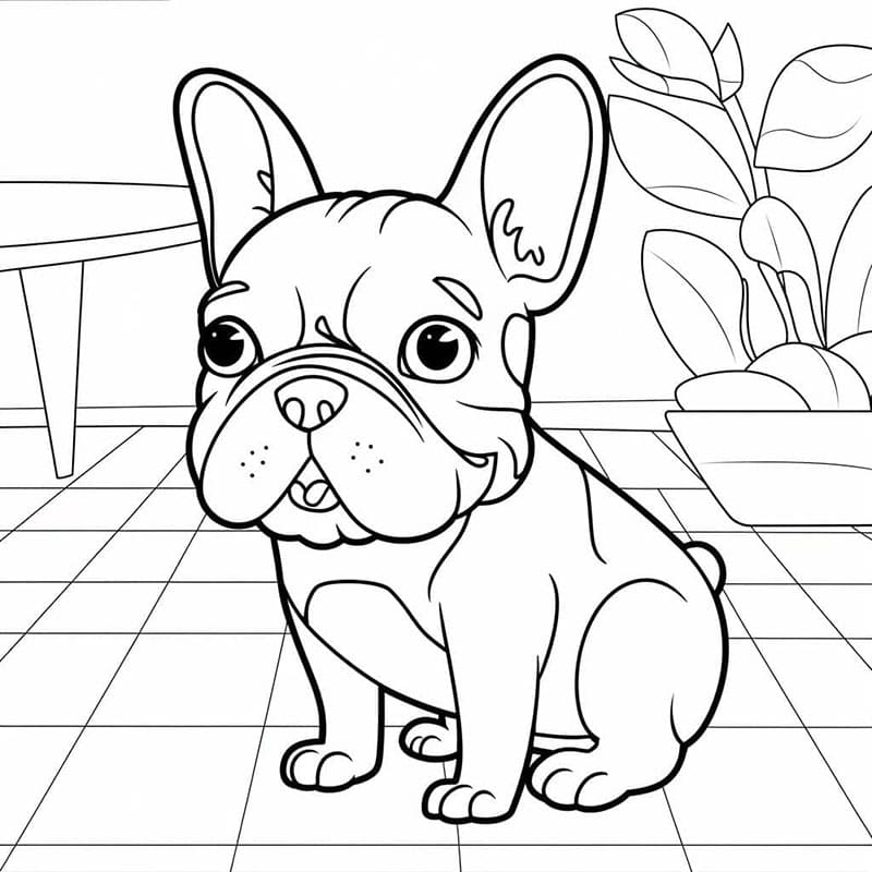 Morsom fransk bulldog fargelegging