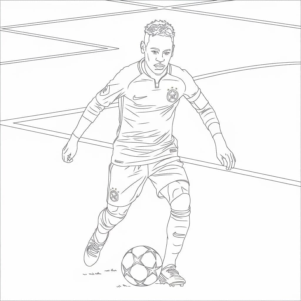 Neymar Spiller Fotball fargelegging