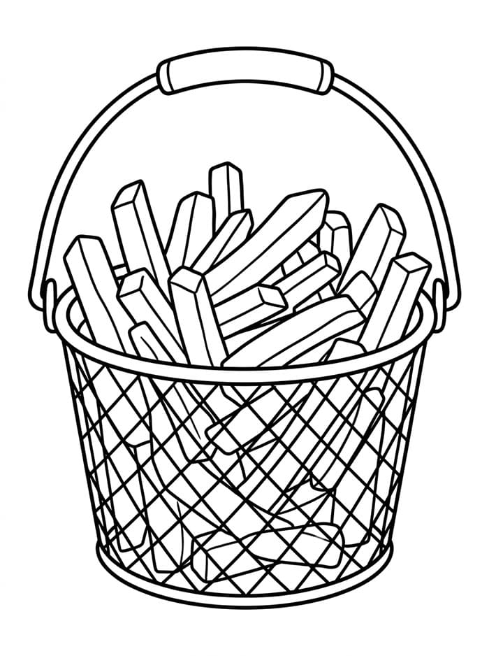Pommes frites i en kurv fargelegging