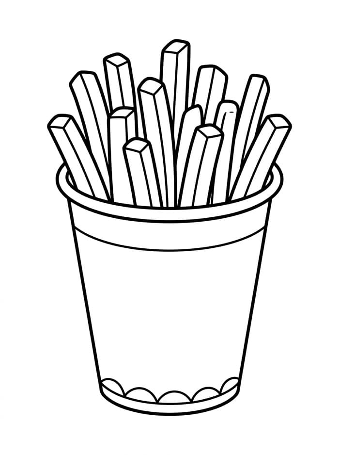 Pommes frites i en papirkopp fargelegging
