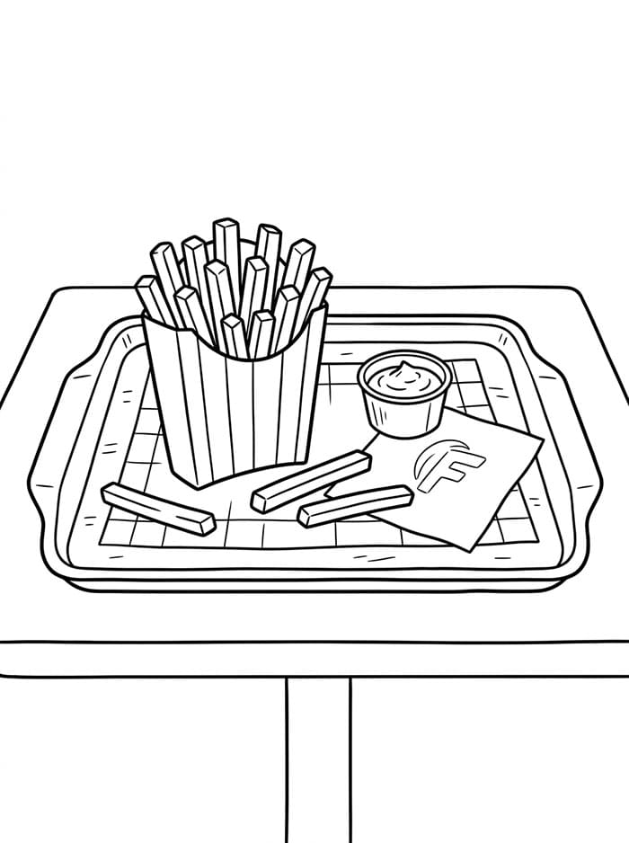 Pommes frites i et brett fargelegging