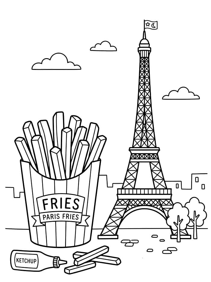 Pommes frites med Eiffeltårnet fargelegging